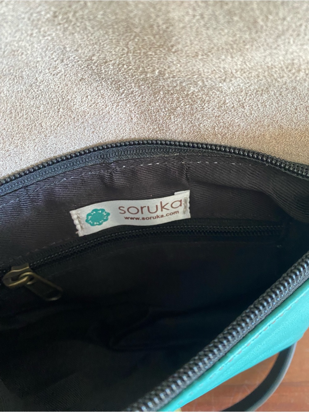 Soruka Turquoise Leather Crossbody Bag - Picture 7 of 8